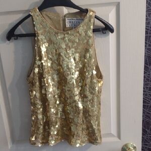 Chetta B Evening Gold Sequin Tank Top